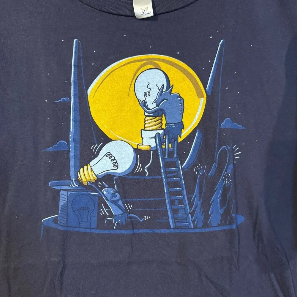 Shirt.Woot Orc Changing Lightbulb Sauron T-Shirt Navy Blue Men's XL Graphic LOTR